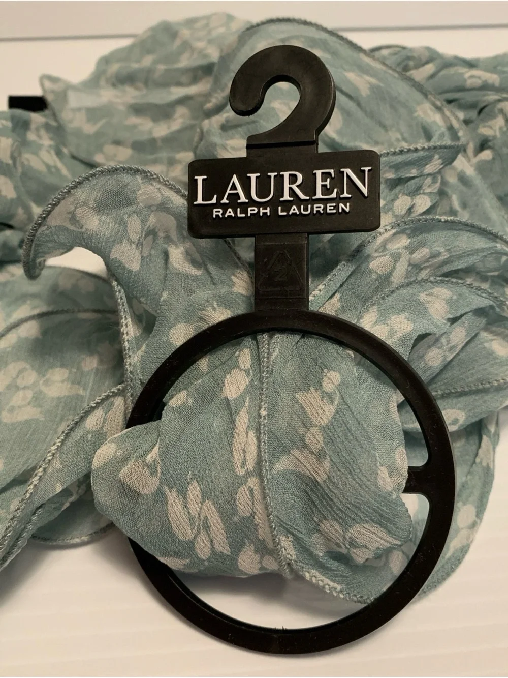 NWT Lauren Ralph Lauren Double Ruffle Scarf-Light Green; 100% Viscose
